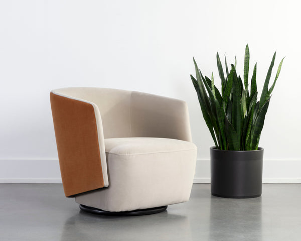 SARINA SWIVEL LOUNGE CHAIR - MEG TAUPE / MEG GOLD