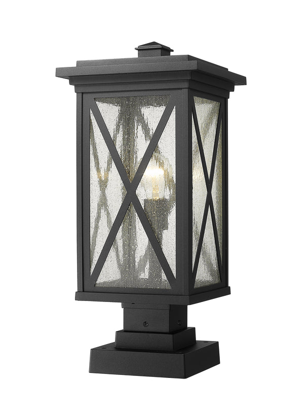 Brookside 1 Light Outdoor Pier Mounted Fixture in Black Finish