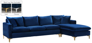 Lucy 2pc. Reversible Sectional In Navy Velvet