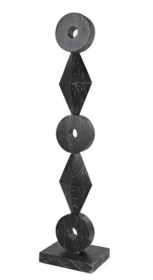 Totem Mindi Wood Sculpture in Cinder Black Finish