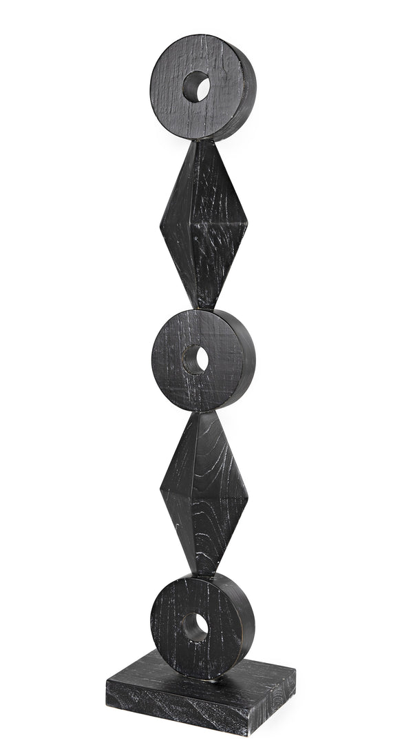 Totem Mindi Wood Sculpture in Cinder Black Finish