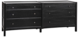 Hampton 6-Drawer Mahogany Dresser with Brass Pulls in Hand-Rubbed Black