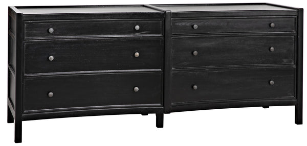 Hampton 6-Drawer Mahogany Dresser with Brass Pulls in Hand-Rubbed Black