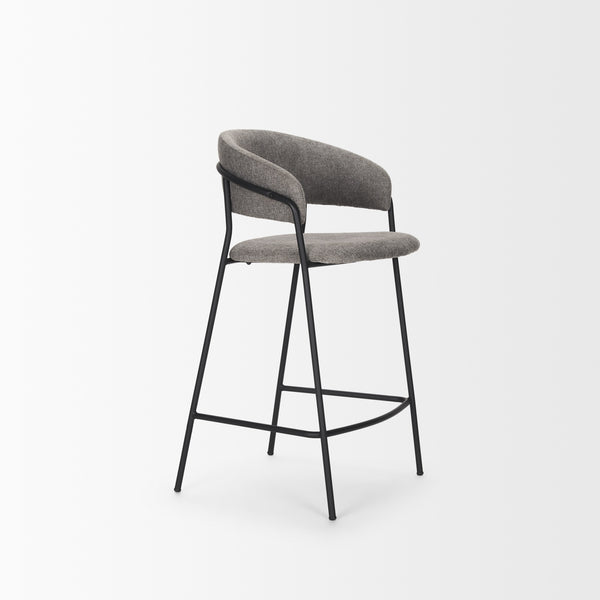 Carolyn Counter Stool w/ Gray Fabric & Matte Black Metal
