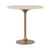 Malani Travertine Gathering Table with Iron Tulip Base