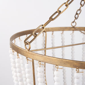 Rhone Gold Metal and Wood Beaded Chandelier