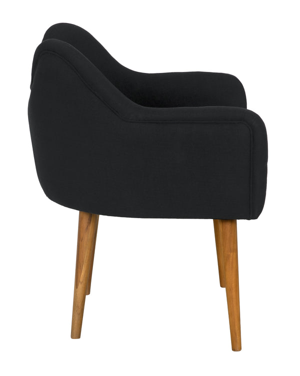 Cornelia Teak Chair with Satin Finish and Black Cotton Upholstery
