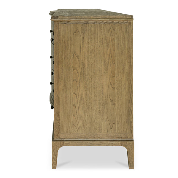 Sadie 9 Drawer Dresser in Brown Oak Finish
