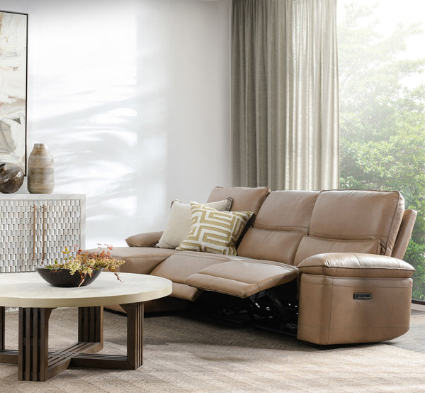 Branford Leather Power Recliner Sectional with LAF Chaise