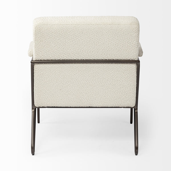 Vicunya Cream Fabric W/Gun Metal Gray Metal Frame Accent Chair