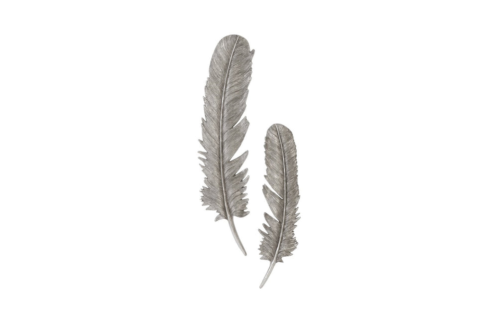 Feathers Wall Art, Silver Leaf, Set of 2, Large