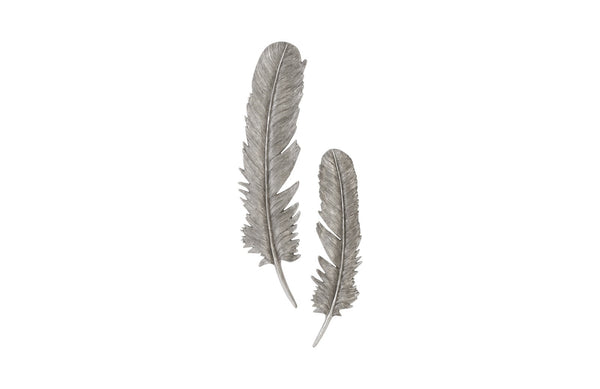 Feathers Wall Art, Silver Leaf, Set of 2, Large