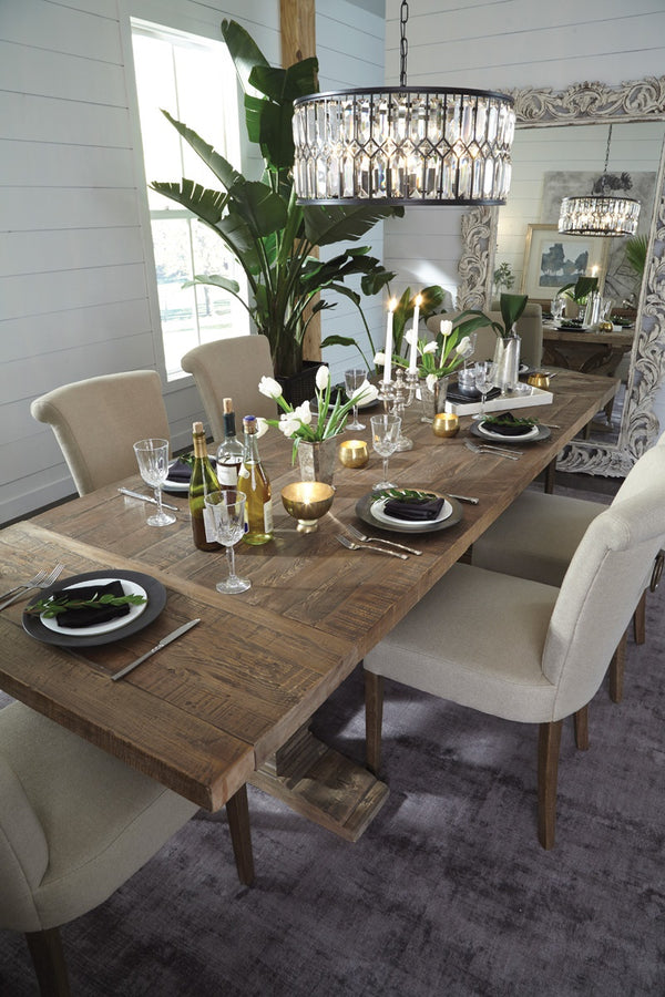 Alexander Solid Wood Extending Dining Table - Brown