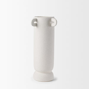 Dylan Tall Textured Off White w/ Handles Ceramic Vase