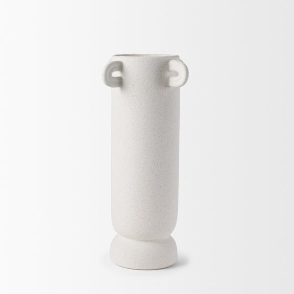Dylan Tall Textured Off White w/ Handles Ceramic Vase