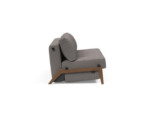CUBED QUEEN SOFA BED in MIXED DANCE GREY FABRIC WITH Dark Wood LEGS 521