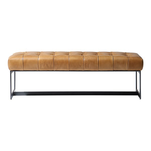 Moe's Wyatt Leather Bench Tan with Iron Frame