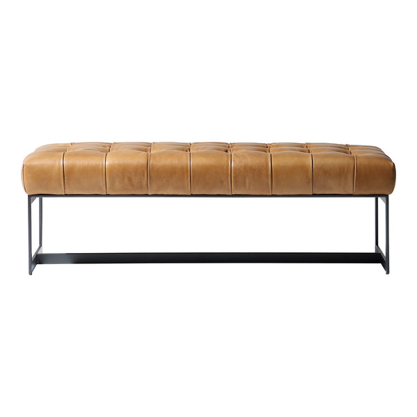 Moe's Wyatt Leather Bench Tan with Iron Frame