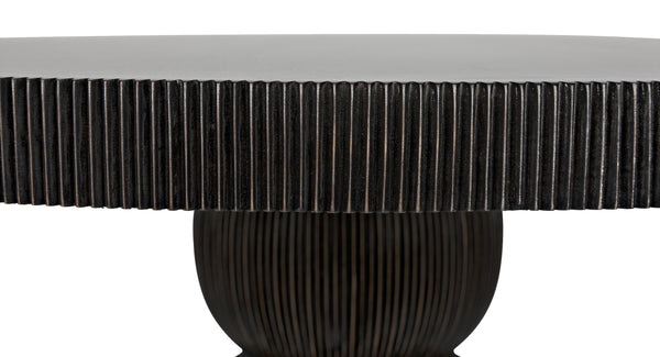 Portobello Dining Table, Hand Rubbed Black with Light Brown Trim