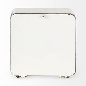 Karl 8.0L x 2.8W x 8.8H Rustic White Iron Rounded Square Table Clock