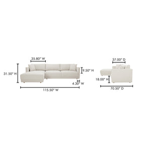 Moe's Bryn Sectional Left Oyster Beige