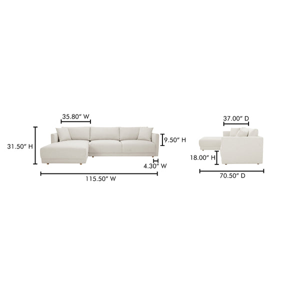 Moe's Bryn Sectional Left Oyster Beige