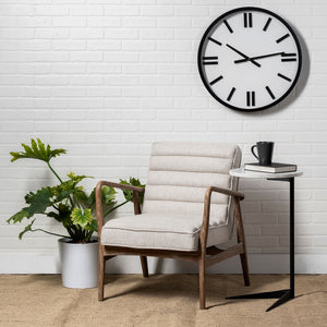 Ajax II Cream Fabric W/ Brown Wooden Frame Accent Chair