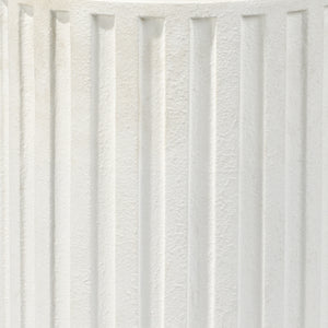 Flutted Cement Side Table, White
