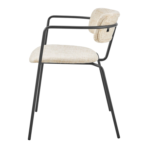Alivia KD Chenille Dining Side Arm Chair, Allure Cream
