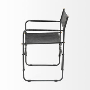 Direttore Black Iron Frame Black Leather Dining Chair