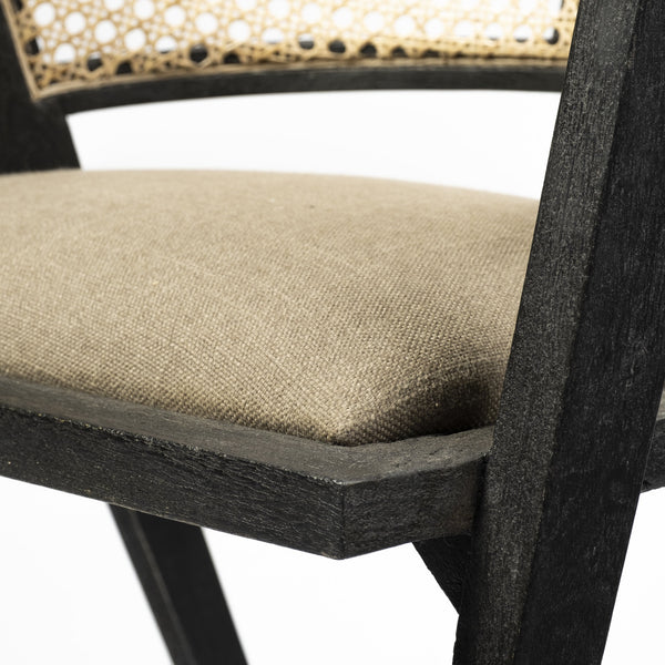 Tabitha I Black Wooden Frame Linen Wrap Seat Dining Chair