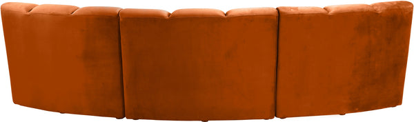Lynda 3pc. Modular Sectional In Cognac Velvet