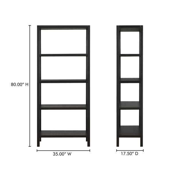 Moe's Nolan Black Bookcase with Beveled Edges