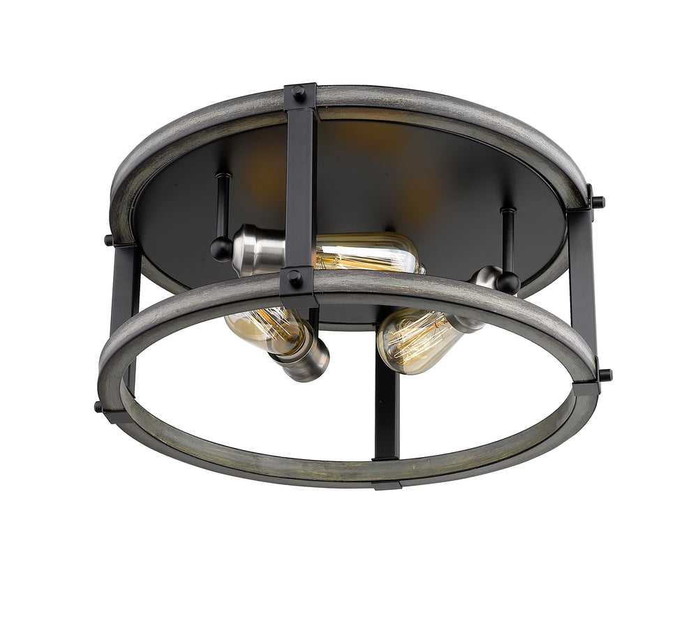Kirkland 3 Light Flush Mount in Ashen Barnboard Finish