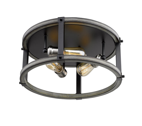 Kirkland 3 Light Flush Mount in Ashen Barnboard Finish