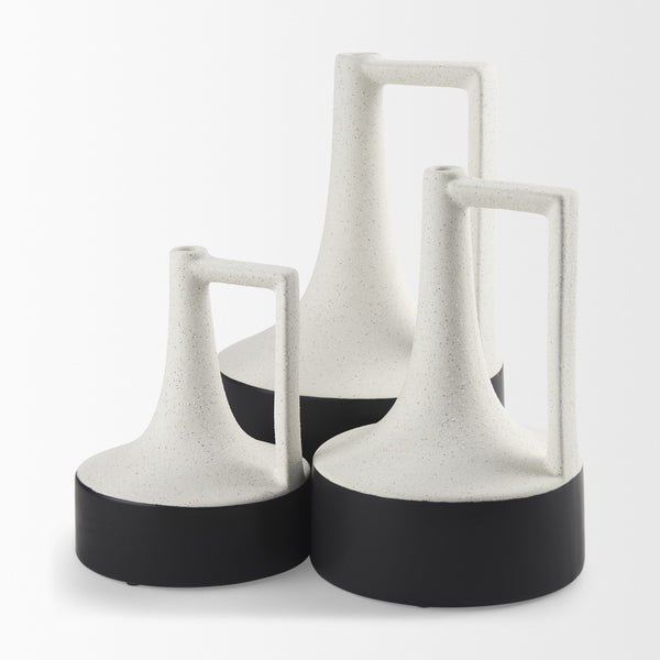 Burton 11.6H Medium White and Black Ceramic Jug Vase