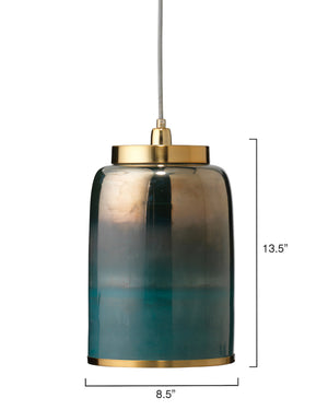 Vapor Metallic Glass 1-Light Pendant, Aqua