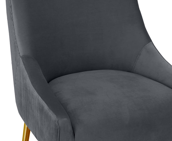 Beatrix Pleated Dark Grey Velvet Counter Stool
