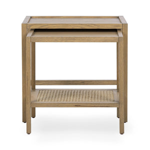 Devin Solid Wood Nesting Accent Tables in Latte Brown