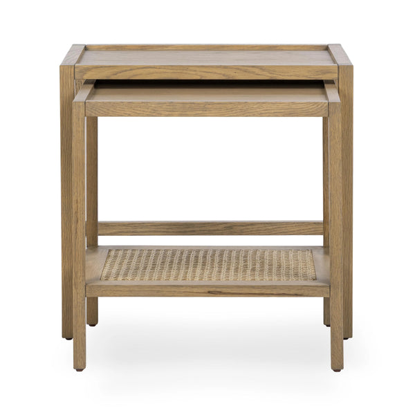 Devin Solid Wood Nesting Accent Tables in Latte Brown