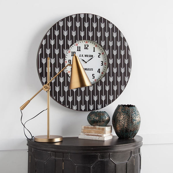 Fragon I (26"H) Gold-Tone Metal Adjustable Cone Shade Table Lamp