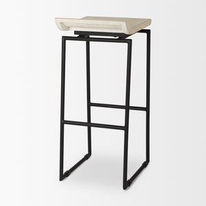 Givens 14.0L x 15.8W x 31.8H Natural Wood W/Black Metal Frame Bar Stool
