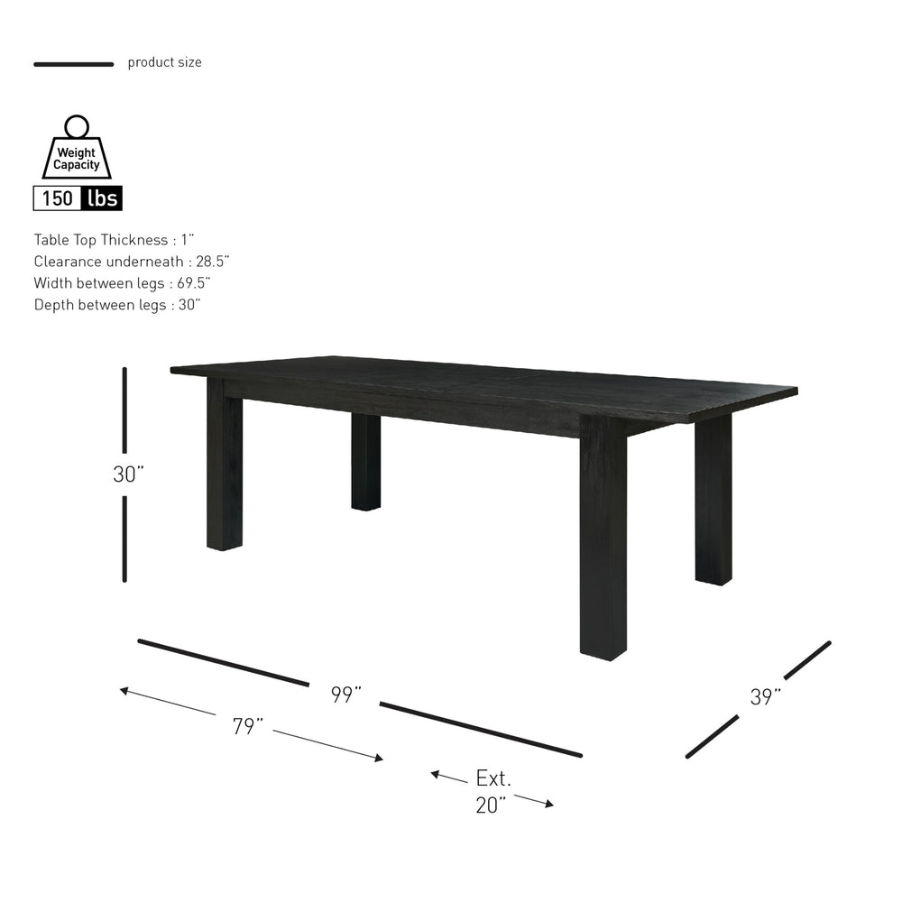 Bedford KD Butterfly Dining Table w/ 20" Ext., Brushed Black 