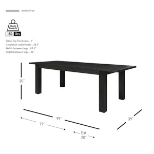Bedford KD Butterfly Dining Table w/ 20" Ext., Brushed Black 