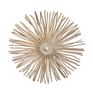 LARGE ROUND WALL SCONCE HANDCRAFTED WITH WHITEWASH EUCALYPTUS WOOD
