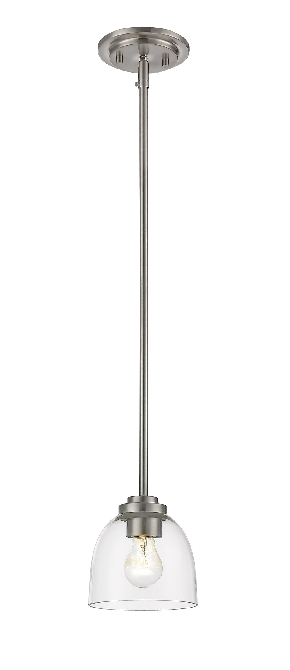 Ashton  1 Light Mini Pendant in Brushed Nickel Finish