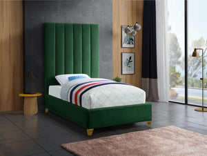 Glenda Twin Bed In Green Velvet