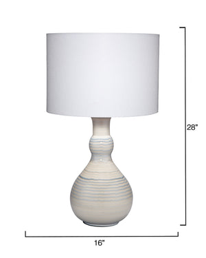 Droplet Ceramic Table Lamp with Linen Shade, Blue
