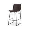 Meritt 37"H Black Faux-Leather Seat W/ Black Metal Frame Stool