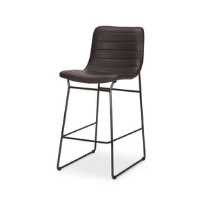 Meritt 37"H Black Faux-Leather Seat W/ Black Metal Frame Stool